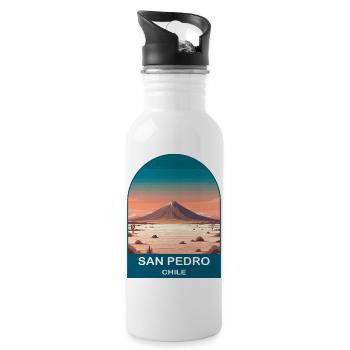 San Pedro de Atacama Chile Desert Travel Art - Water bottle with straw - white - Right