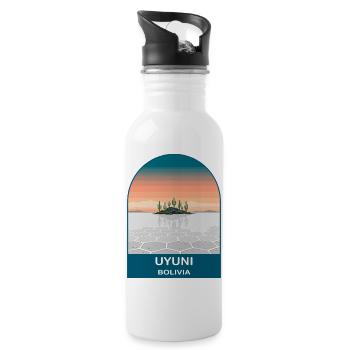 Salar de Uyuni Bolivia Salt Flats Travel Poster - Water bottle with straw - white - Right