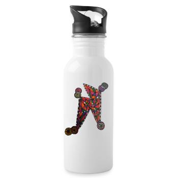 Geometrisches Farb-N-Muster - Martina Eßer - Trinkflasche mit integriertem Trinkhalm - Weiß - Rechts