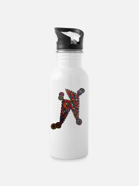 Geometrisches Farb-N-Muster - Martina Eßer - Trinkflasche mit integriertem Trinkhalm - Weiß