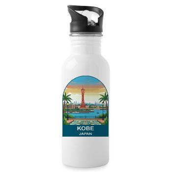 Port Tower de Kobe Japan Art de voyage vintage - Gourde avec paille intégrée - blanc - Droite