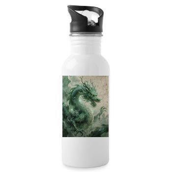The Ruler of the East: The Azure Dragon (Qinglong) - Water bottle with straw - white - Right