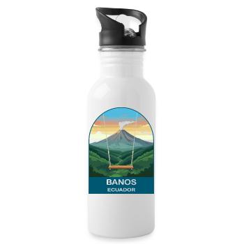 Banos Ecuador Volcano Art de voyage vintage - Gourde avec paille intégrée - blanc - Droite