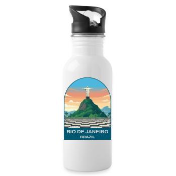 Rio de Janeiro Brazil Vintage Travel Poster - Water bottle with straw - white - Right