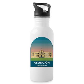 Asuncion Paraguay Vintage City Travel Poster - Water bottle with straw - white - Right