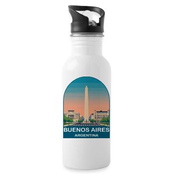 Buenos Aires Argentina Vintage Travel Poster - Water bottle with straw - white - Right