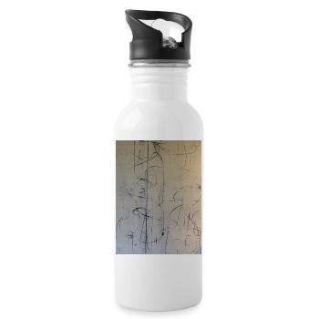 Abstrakte Kunst im NYC London Paris Style - Trinkflasche mit integriertem Trinkhalm - Weiß - Rechts
