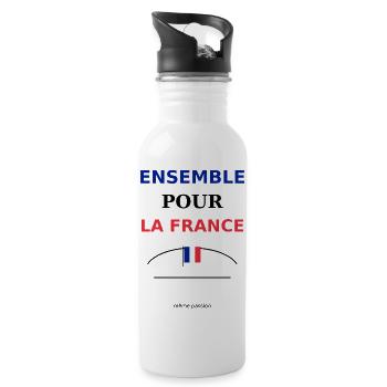 Ensemble France: Unité et Fierté - Gourde avec paille intégrée - blanc - Droite