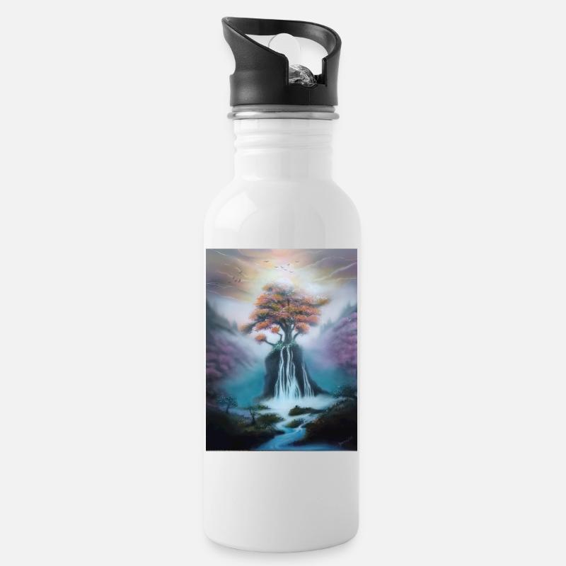 Dreamscape - Water bottle with straw - white