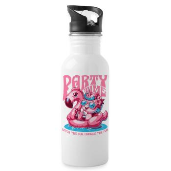 Party Time Unicorn Frauen-Poolparty - Trinkflasche mit integriertem Trinkhalm - Weiß - Rechts
