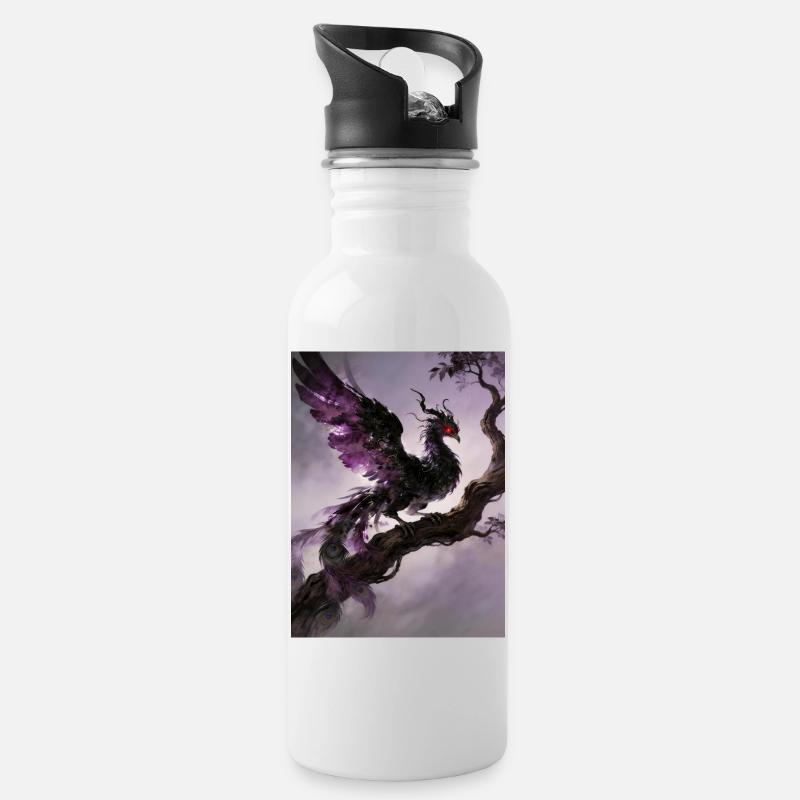 Die Apotheose des Schwarzen Phönix: Infinity - Trinkflasche mit integriertem Trinkhalm - Weiß