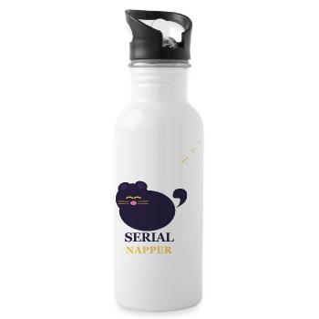 Serial Napper Cat - Water bottle with straw - white - Right