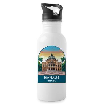 Manaus Brasilien Amazone Opernhaus Reiseplakat - Trinkflasche mit integriertem Trinkhalm - Weiß - Rechts