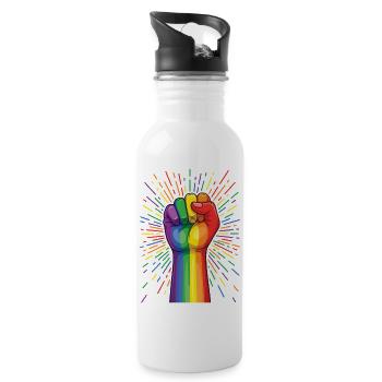 LGBTQ-Pride-Monat – Stolz! Liebe ist Liebe - Trinkflasche mit integriertem Trinkhalm - Weiß - Rechts