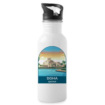 Doha Qatar Museum für Islamische Kunst Reisedesign - Trinkflasche mit integriertem Trinkhalm - Weiß - Rechts