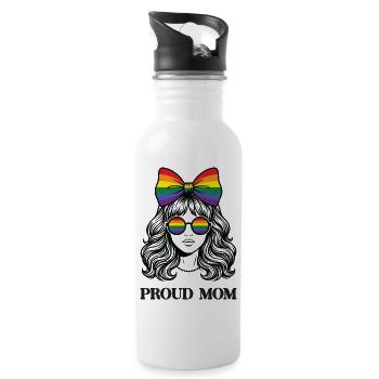 LGBTQ-Pride-Monat – Proud Mom - Trinkflasche mit integriertem Trinkhalm - Weiß - Rechts