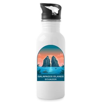Affiche de voyage vintage des îles Galápagos en Équateur - Gourde avec paille intégrée - blanc - Droite