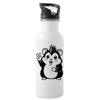 Hamster punk avec le signe de la paix - Gourde avec paille intégrée - blanc - Droite