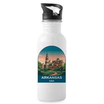 Arkansas USA Vintage Travel Poster Art - Water bottle with straw - white - Right