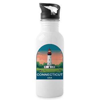 Connecticut USA Vintage Travel Poster Art - Water bottle with straw - white - Right