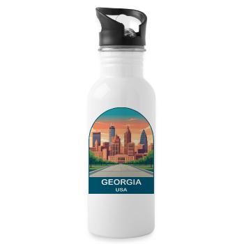 Georgia USA Vintage Travel Poster Art - Water bottle with straw - white - Right