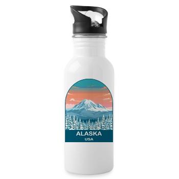 Art d’affiches de voyage vintage Alaska USA - Gourde avec paille intégrée - blanc - Droite