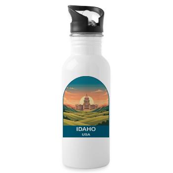 Idaho USA Vintage-Reiseplakat-Kunst - Trinkflasche mit integriertem Trinkhalm - Weiß - Rechts