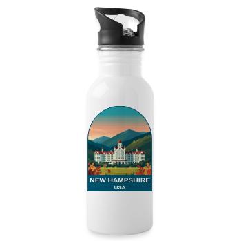 New Hampshire USA Vintage Poster Art - Water bottle with straw - white - Right