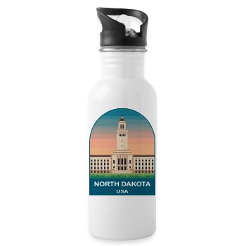 North Dakota USA Vintage Travel Poster - Water bottle with straw - white - Right
