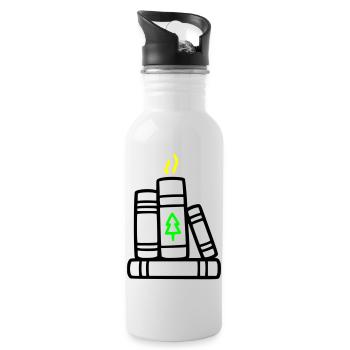 Bücherstapel Baum Natur Lesen Buchclub Wald - Trinkflasche mit integriertem Trinkhalm - Weiß - Rechts