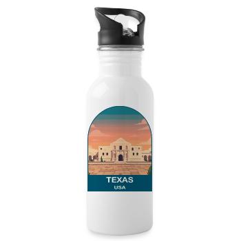 Texas USA Vintage-Reiseplakatkunst - Trinkflasche mit integriertem Trinkhalm - Weiß - Rechts