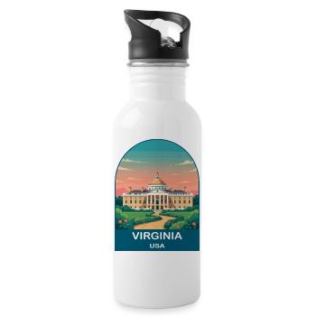 Virginia USA Vintage Travel Poster Art - Water bottle with straw - white - Right