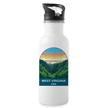 West Virginia USA Vintage Travel Poster - Water bottle with straw - white - Right