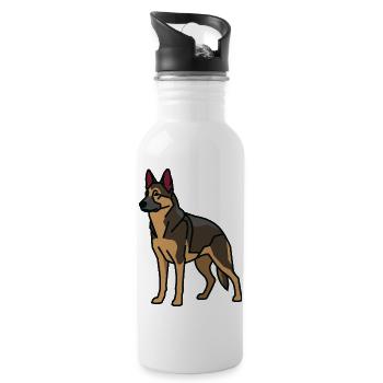 German Shepherd Dog - Water bottle with straw - white - Right