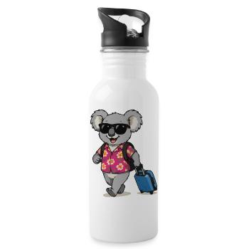 Koala Traveler in Hawaiian Look - Water bottle with straw - white - Right