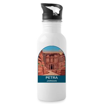 Petra Jordan Treasury Vintage-Reiseillustration - Trinkflasche mit integriertem Trinkhalm - Weiß - Rechts