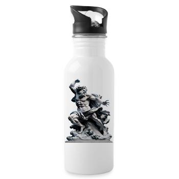 Zeus Storm Statue – Mythological Power - Water bottle with straw - white - Right