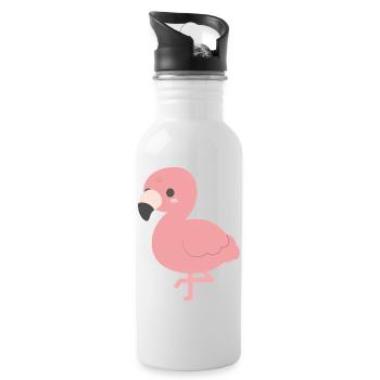 Pink Flamingo Clipart Charm - Water bottle with straw - white - Right