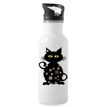 cat - Water bottle with straw - white - Right