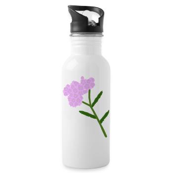 Pastell-Schafgarbenblühcluster - Trinkflasche mit integriertem Trinkhalm - Weiß - Rechts
