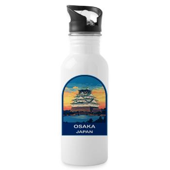 Insigne de voyage rétro Sunset au Japon du château d’Osaka - Gourde avec paille intégrée - blanc - Droite