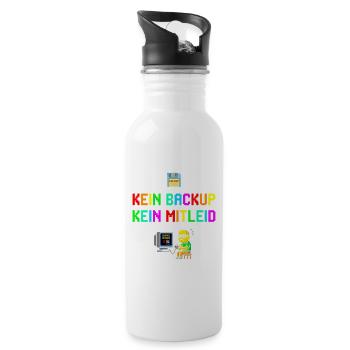 Kein Backup? Kein Mitleid! - Trinkflasche mit integriertem Trinkhalm - Weiß - Rechts