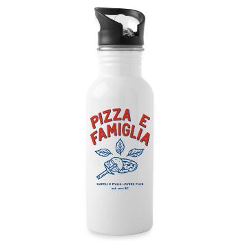Pizza Famiglia - Trinkflasche mit integriertem Trinkhalm - Weiß - Rechts