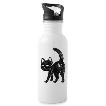Hi-Cat – Chat espiègle avec de l’attitude - Gourde avec paille intégrée - blanc - Droite