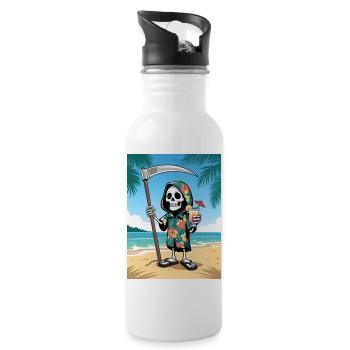 Faucheuse drôle en chemise hawaïenne - Gourde avec paille intégrée - blanc - Droite