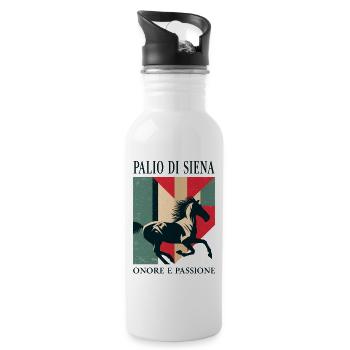 Palio di Siena Pferde Leidenschaft - Trinkflasche mit integriertem Trinkhalm - Weiß - Rechts