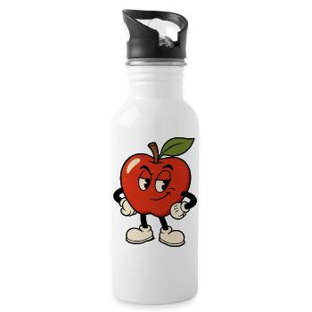 Dessin animé Apple Charm - Gourde avec paille intégrée - blanc - Droite