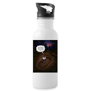 BeakFoot – Funny Bigfoot Penguin Design - Water bottle with straw - white - Right