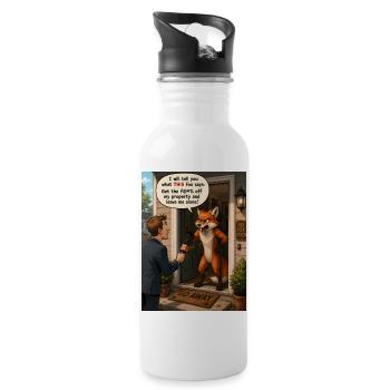 No Fox Given – Funny Angry Fox Cartoon - Water bottle with straw - white - Right