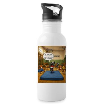 Bodenturnen – Lustiges Stinktier Turnhallen Motiv - Trinkflasche mit integriertem Trinkhalm - Weiß - Rechts